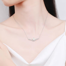 StarGems® 8mm River Pearl V Shaped Minimalist 0.285cttw Moissanite 925 Silver Platinum Plated Necklace 40+5cm NX087