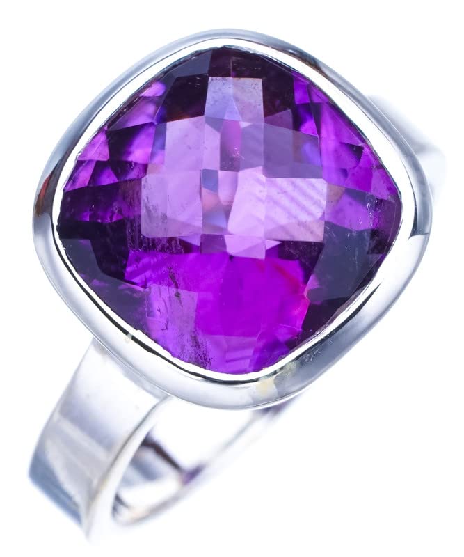 StarGems  Natural Amethyst Handmade 925 Sterling Silver Ring 7.25 F2883