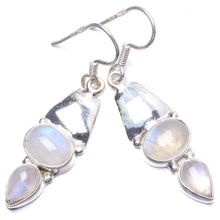 StarGems  Natural Rainbow Moonstone Handmade Unique 925 Sterling Silver Earrings 1.75" Y1699