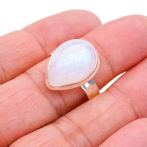 StarGems  Natural Moonstone Handmade 925 Sterling Silver Ring 9 F0616