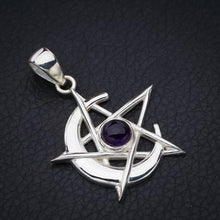 StarGems® Natural Amethyst Star And MoonHandmade 925 Sterling Silver Pendant 1.5" F5337