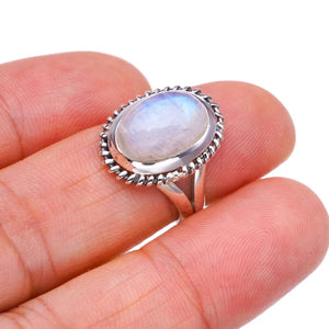 StarGems  Natural Moonstone Handmade 925 Sterling Silver Ring 5.75 F2546