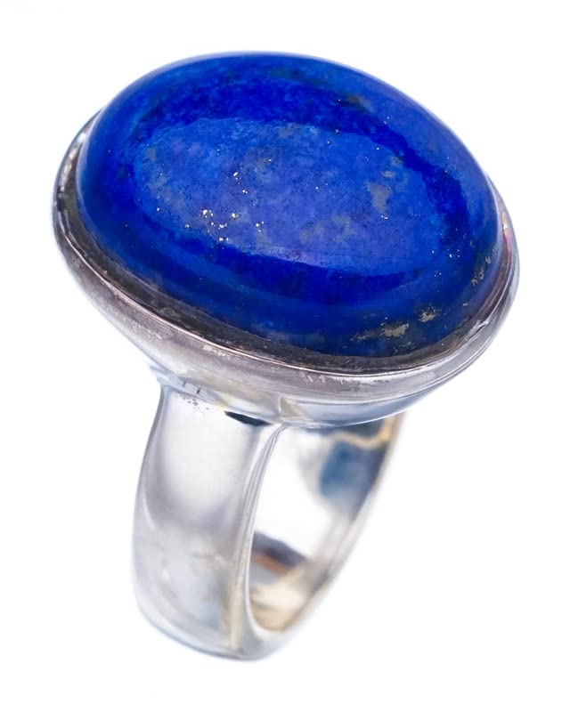 StarGems® Natural Lapis Lazuli Handmade 925 Sterling Silver Ring 5 F1827