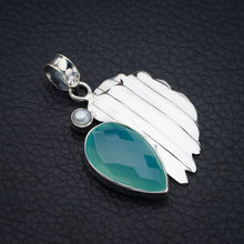 StarGems  Natural Chalcedony River Pearl Leaf Handmade 925 Sterling Silver Pendant 1.5" F3974