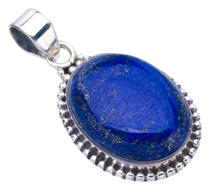 StarGems  Natural Lapis Lazuli Handmade 925 Sterling Silver Pendant 1.5" F5360