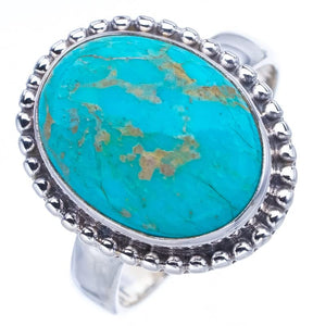 StarGems  Natural Turquoise Handmade 925 Sterling Silver Ring 9 F0470