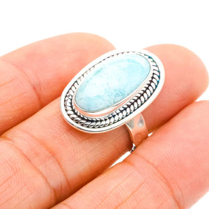 StarGems  Natural Larimar Handmade 925 Sterling Silver Ring 6 F0216