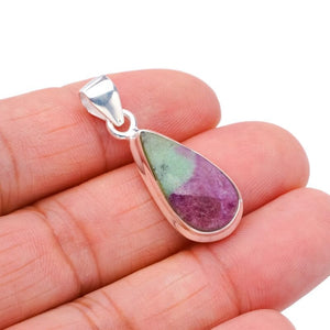 StarGems® Natural Ruby Zoisite Handmade 925 Sterling Silver Pendant 1.5" F4639