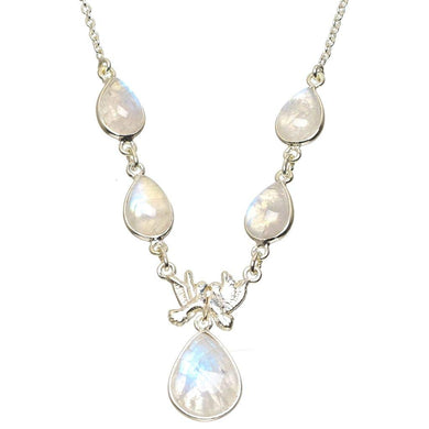 StarGems  Natural Rainbow Moonstone Handmade Unique Handmade Necklace 17.5