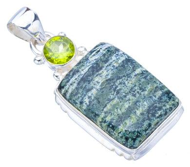 StarGems  Natural Seraphinite PeridotHandmade 925 Sterling Silver Pendant 1.5