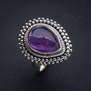 StarGems  Natural Amethyst Handmade 925 Sterling Silver Ring 8 E9255