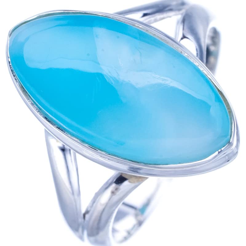 StarGems  Natural Chalcedony Handmade 925 Sterling Silver Ring 7 F0213