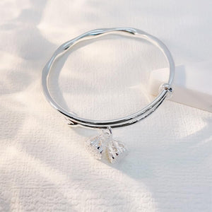 StarGems  Adjustable Double Lotus Handmade 999 Sterling Silver Bangle Bracelet For Women Cb0146