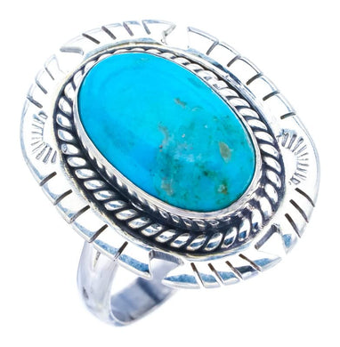 StarGems® Natural Turquoise Pigeon Wings Handmade 925 Sterling Silver Ring 10.25 F0420