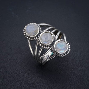 StarGems® Natural Moonstone Handmade 925 Sterling Silver Ring 5.75 F0773