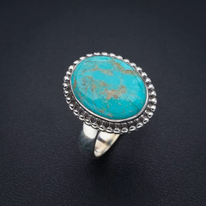 StarGems  Natural Turquoise Handmade 925 Sterling Silver Ring 9 F0470