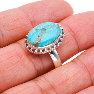 StarGems  Natural Turquoise Handmade 925 Sterling Silver Ring 9 F0411