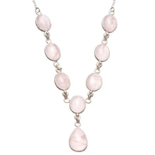 StarGems® Natural Rose Quartz Handmade Unique 925 Sterling Silver Y Necklace 18.5" T8718