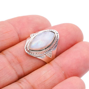 StarGems® Natural Moonstone Handmade 925 Sterling Silver Ring 6.75 F0632