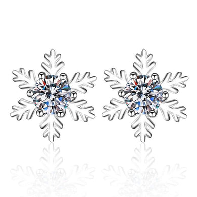 StarGems® 0.5ct Moissanite 925 Silver Platinum Plated Snowflake Stud B4674