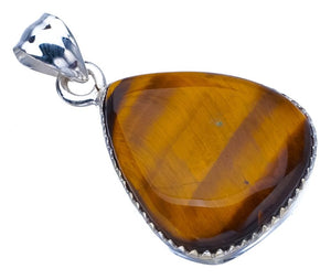 StarGems® Natural Tiger Eye Handmade 925 Sterling Silver Pendant 1.25" F3902