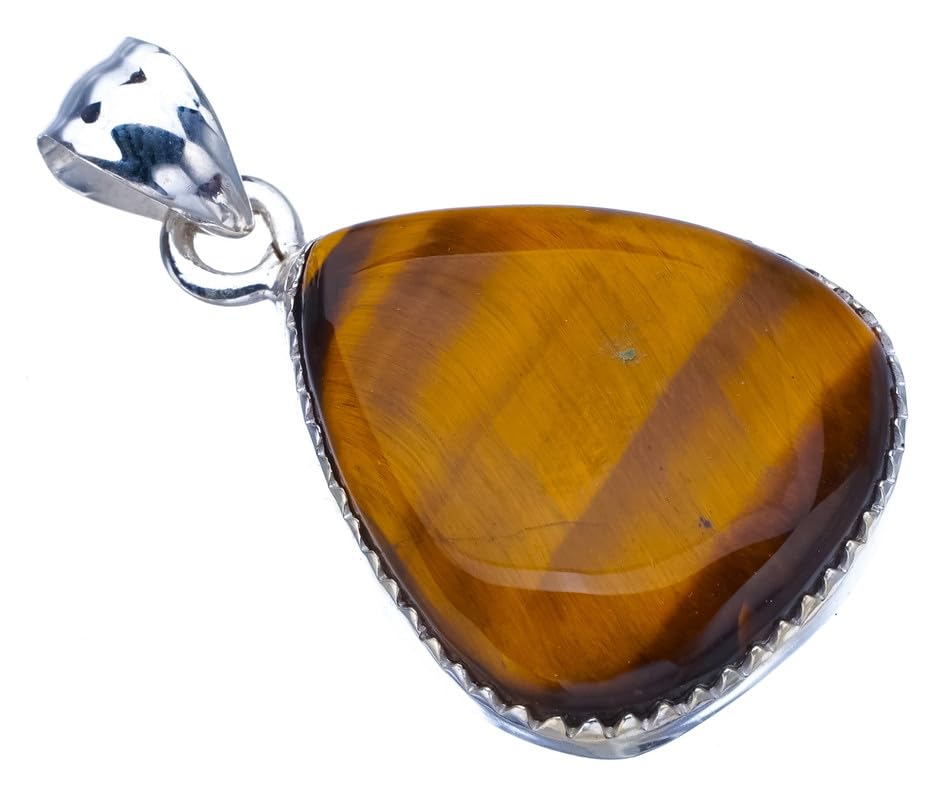 StarGems® Natural Tiger Eye Handmade 925 Sterling Silver Pendant 1.25