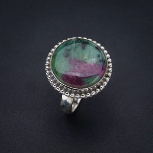 StarGems  Natural Ruby Zoisite Handmade 925 Sterling Silver Ring 8 F1636