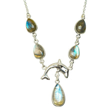 StarGems  Natural Blue Fire Labradorite Handmade Unique 925 Sterling Silver Necklace 16.5+1.5" A3134