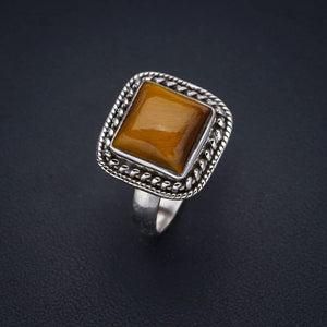 StarGems  Natural Tigers Eye Handmade 925 Sterling Silver Ring 7.25 F1909