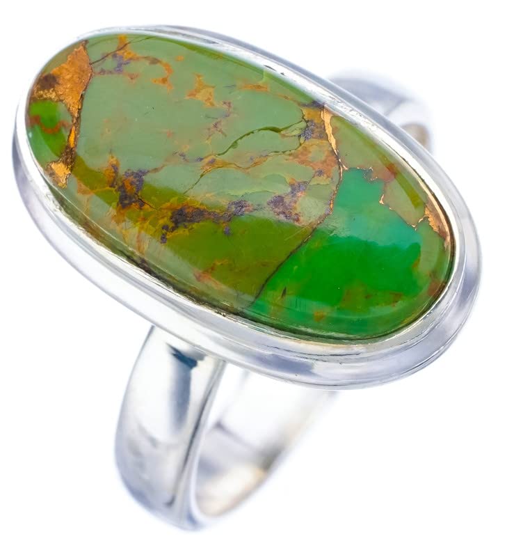 StarGems  Natural Copper Chalcedony Handmade 925 Sterling Silver Ring 7 F3164