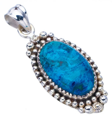 StarGems  Natural Chrysocolla Handmade 925 Sterling Silver Pendant 1.75