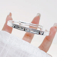 StarGems® Adjustable Heart Handmade 999 Sterling Silver Bangle Bracelet For Women Cb0175