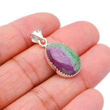 StarGems  Natural Ruby Zoisite Handmade 925 Sterling Silver Pendant 1.25" F4626