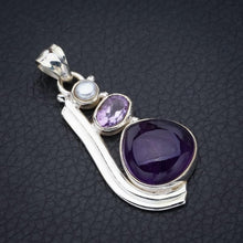 StarGems  Natural Amethyst River Pearl Handmade 925 Sterling Silver Pendant 1.75" F5305