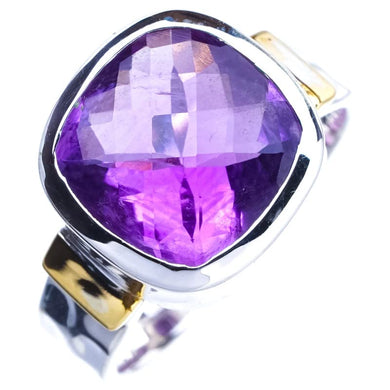 StarGems® Natural Amethyst Handmade 925 Sterling Silver Ring 8 E9175