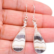 StarGems  Natural Zebra Calcite Handmade 925 Sterling Silver Earrings 2.25" F5502