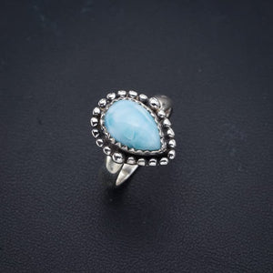 StarGems  Natural Larimar Handmade 925 Sterling Silver Ring 6 F0840