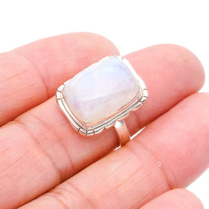 StarGems  Natural Moonstone Handmade 925 Sterling Silver Ring 7 F0762