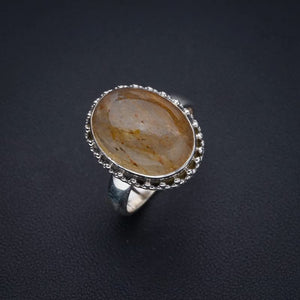 StarGems  Natural Golden Rutile Handmade 925 Sterling Silver Ring 8 F1203