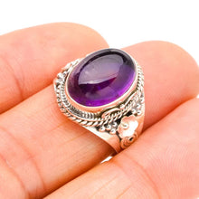 StarGems  Natural Amethyst FlowerHandmade 925 Sterling Silver Ring 8 E9246