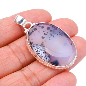 StarGems  Natural Dendritic Opal Handmade 925 Sterling Silver Pendant 2" F3804