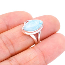 StarGems  Natural Larimar Handmade 925 Sterling Silver Ring 6.25 F1478