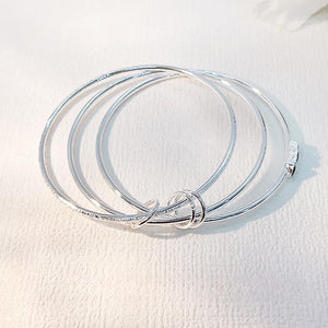 StarGems® Fixed Heart Triple Layer Handmade Stacked 999 Sterling Silver Bracelets Cb0266