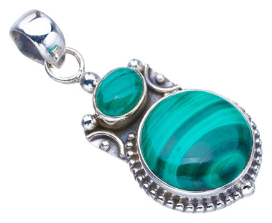 StarGems  Natural Malachite Handmade 925 Sterling Silver Pendant 1.5