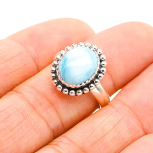 StarGems® Natural Larimar Handmade 925 Sterling Silver Ring 7.75 F0263