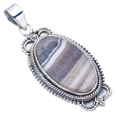 StarGems  Natural Zebra Calcite Handmade 925 Sterling Silver Pendant 1.75