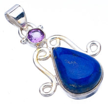 StarGems  Natural Lapis Lazuli AmethystHandmade 925 Sterling Silver Pendant 1.5" F5387