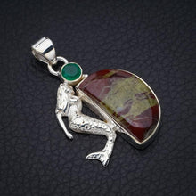 StarGems® Natural Blood Stone Chrysoprase MermaidHandmade 925 Sterling Silver Pendant 1.75" F5195