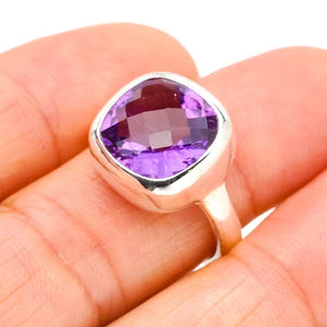 StarGems® Natural Amethyst Handmade 925 Sterling Silver Ring 7.25 E9224