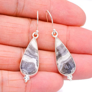 StarGems® Natural Zebra Calcite Handmade 925 Sterling Silver Earrings 1.75" F5500